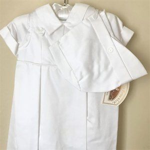 Little Things Mean a Lot Christening Baptism Gown with Romper & Bonnet NEW w TAG